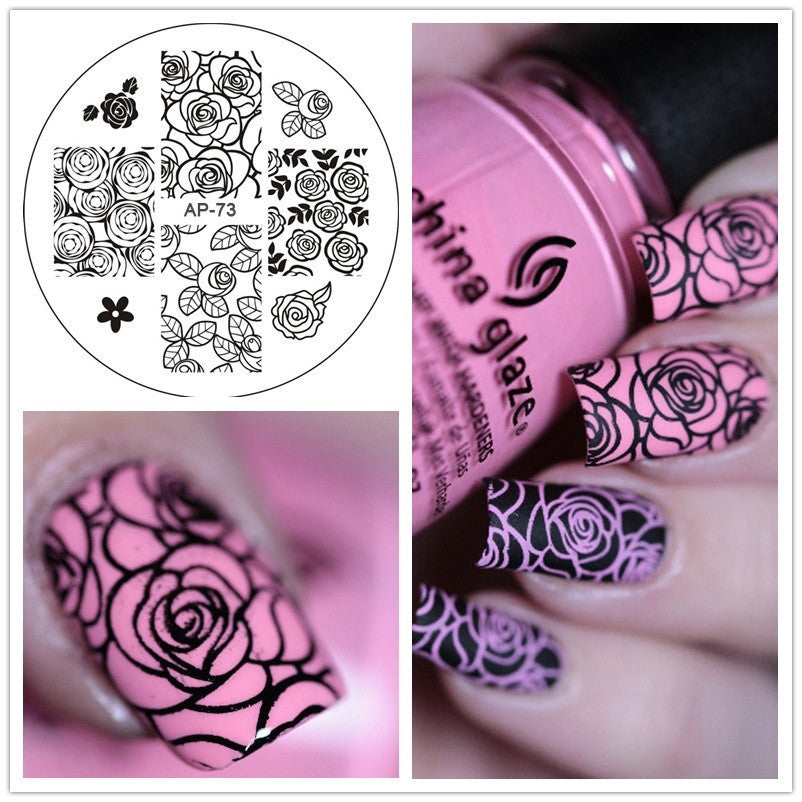 Rose Flower Nails Art Stamping Template Image Plate